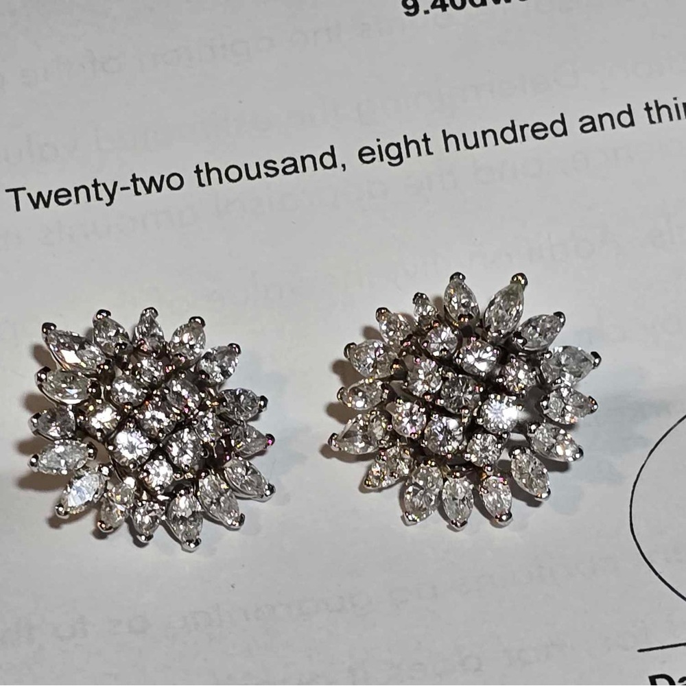 Women’s Platinum David Stern Diamond Earrings 8ctw